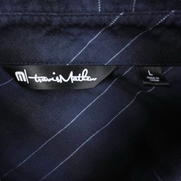 Travis Mathew Navy Blue Casual Button Down Shirt - Picture 4 of 12